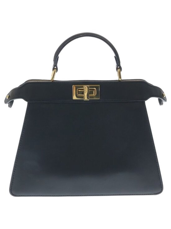 Fendi Peekaboo Eye Small 2-Way Shoulder Bag Black Leather Gold
